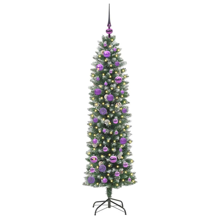 Vidaxl kunstmatige slanke kerstboom groen en wit 150 cm