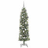 Vidaxl kunstmatige slanke kerstboom met 300 led groen en wit 180 cm