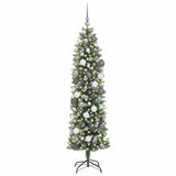 Vidaxl kunstmatige slanke kerstboom groen en wit 180 cm - afbeelding 3