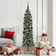 Vidaxl kunstmatige slanke kerstboom groen en wit 180 cm