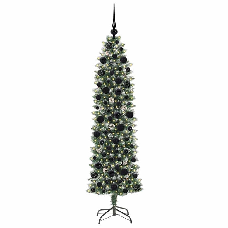 Vidaxl kunstmatige slanke kerstboom groen en wit 180 cm