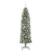 Vidaxl kunstmatige slanke kerstboom met 300 led groen en wit 180 cm