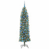 Vidaxl kunstmatige slanke kerstboom met 300 led groen en wit 180 cm