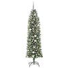 Vidaxl kunstmatige slanke kerstboom met 300 led groen en wit 210 cm