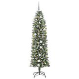 Vidaxl kunstmatige slanke kerstboom groen en wit 210 cm - afbeelding 3