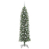 Vidaxl kunstmatige slanke kerstboom met 300 led groen en wit 210 cm