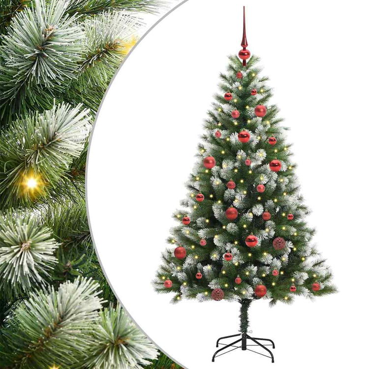 Vidaxl kunstmatige scharnierende kerstboom met bedekte sneeuw warmwit