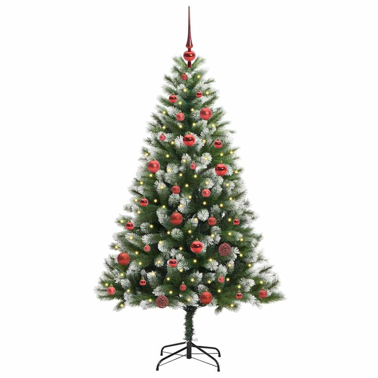 Vidaxl kunstmatige scharnierende kerstboom met bedekte sneeuw warmwit