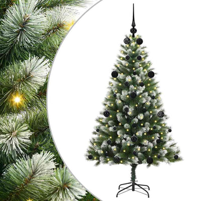 Vidaxl kunstmatige scharnierende kerstboom met bedekte sneeuw warmwit