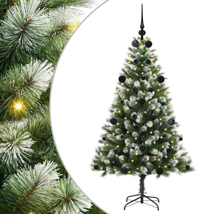 Vidaxl kunstmatige scharnierende kerstboom met bedekte sneeuw warmwit
