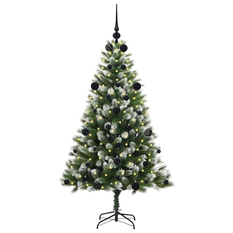 Vidaxl kunstmatige scharnierende kerstboom met bedekte sneeuw warmwit
