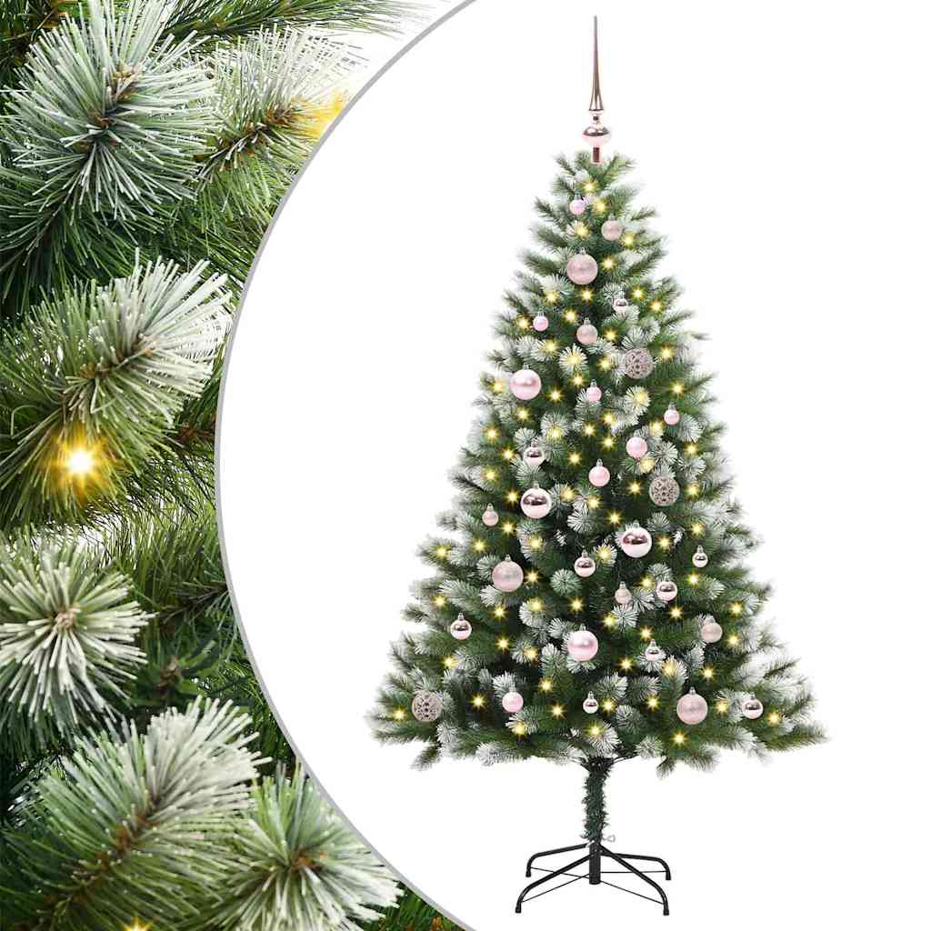 Vidaxl kunstmatige scharnierende kerstboom met bedekte sneeuw warmwit