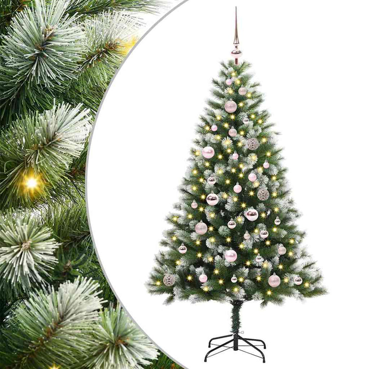 Vidaxl kunstmatige scharnierende kerstboom met bedekte sneeuw warmwit