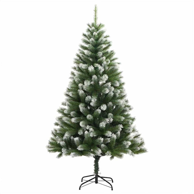 Vidaxl kunstmatige scharnierende kerstboom met bedekte sneeuw warmwit