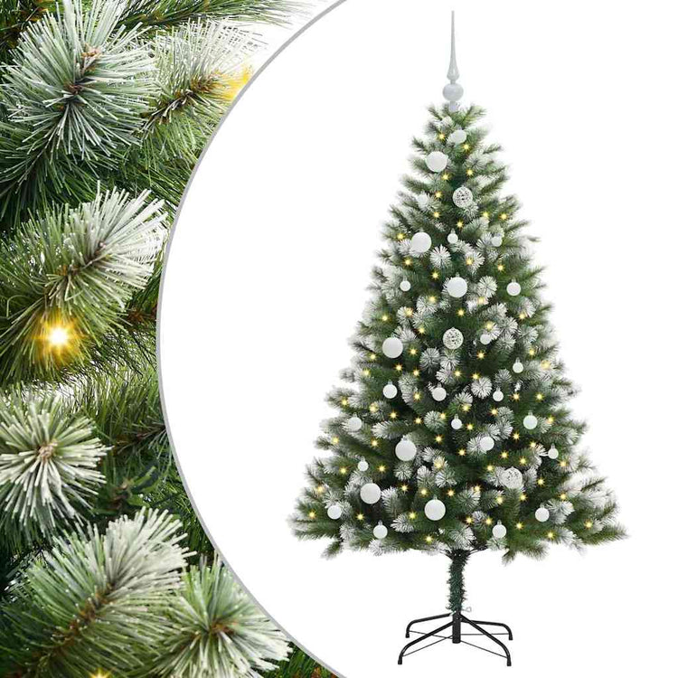 Vidaxl kunstmatige scharnierende kerstboom met bedekte sneeuw warmwit