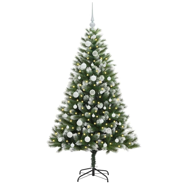 Vidaxl kunstmatige scharnierende kerstboom met bedekte sneeuw warmwit
