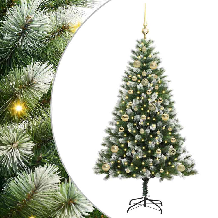Vidaxl kunstmatige scharnierende kerstboom met bedekte sneeuw warmwit