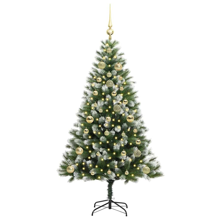 Vidaxl kunstmatige scharnierende kerstboom met bedekte sneeuw warmwit