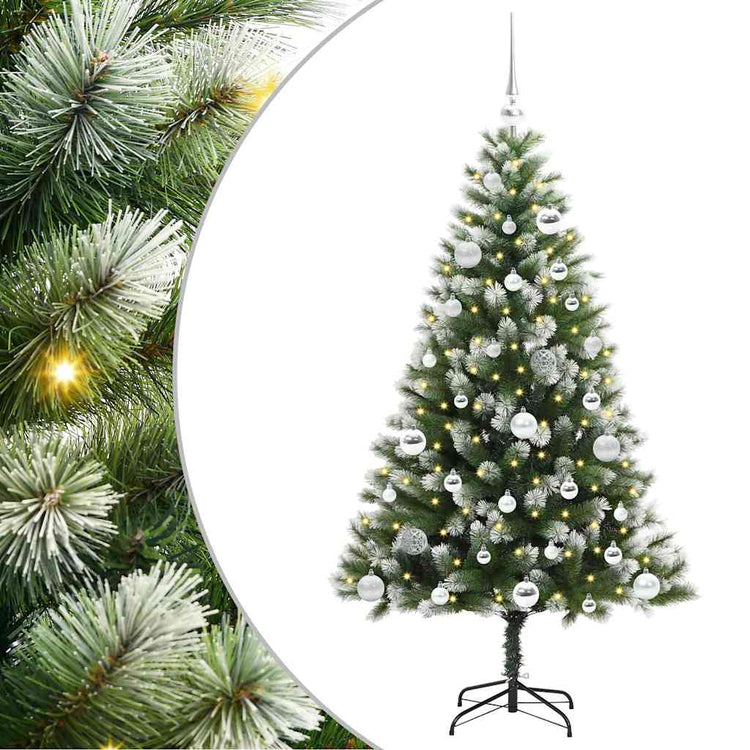 Vidaxl kunstmatige scharnierende kerstboom met bedekte sneeuw warmwit