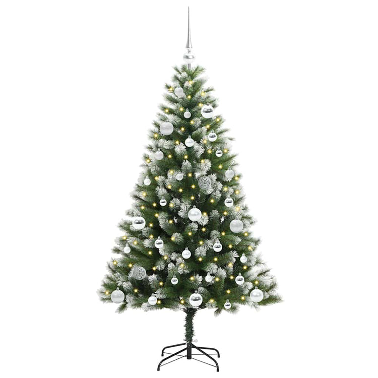 Vidaxl kunstmatige scharnierende kerstboom met bedekte sneeuw warmwit