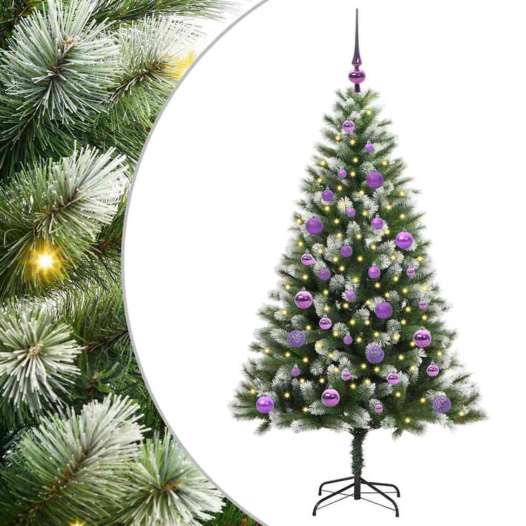 Vidaxl kunstmatige scharnierende kerstboom met bedekte sneeuw warmwit