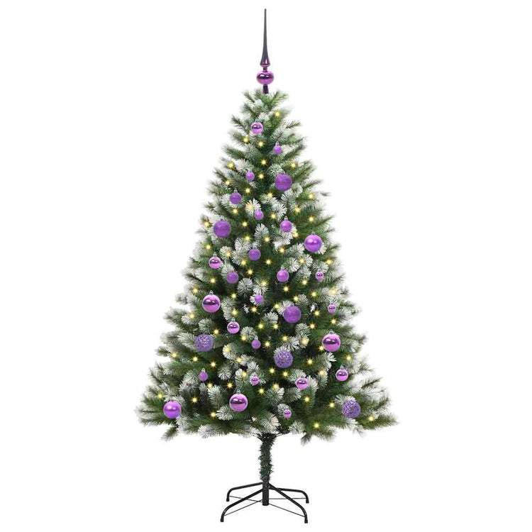 Vidaxl kunstmatige scharnierende kerstboom met bedekte sneeuw warmwit