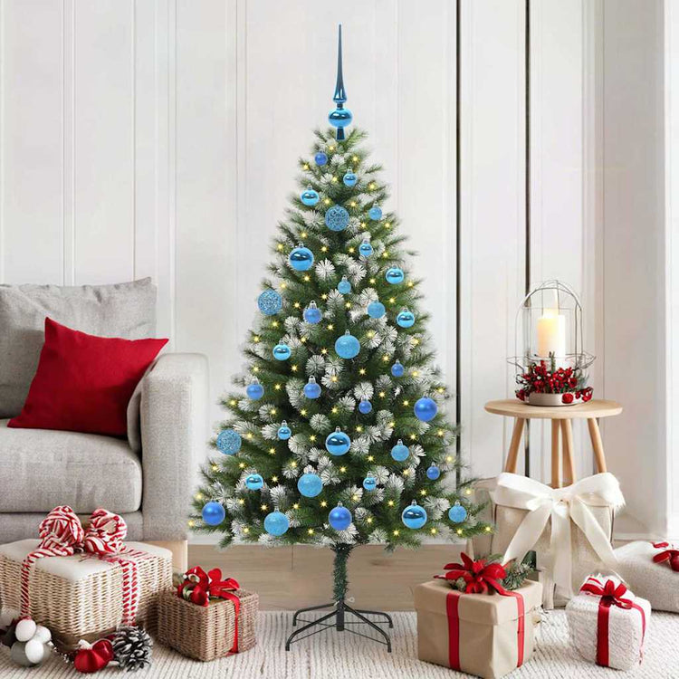 Vidaxl kunstmatige scharnierende kerstboom met bedekte sneeuw warmwit