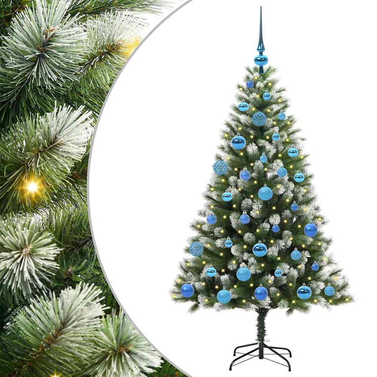 Vidaxl kunstmatige scharnierende kerstboom met bedekte sneeuw warmwit