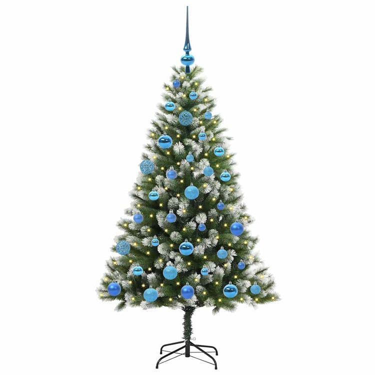 Vidaxl kunstmatige scharnierende kerstboom met bedekte sneeuw warmwit