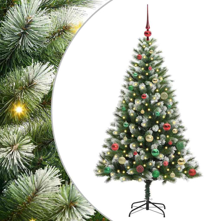 Vidaxl kunstmatige scharnierende kerstboom met bedekte sneeuw warmwit