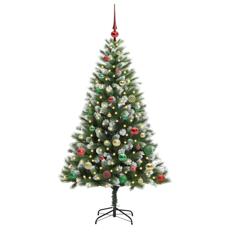 Vidaxl kunstmatige scharnierende kerstboom met bedekte sneeuw warmwit