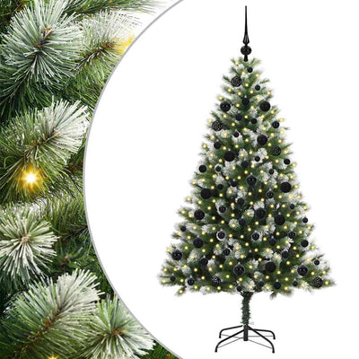 Vidaxl kunstmatige scharnierende kerstboom met bedekte sneeuw warmwit
