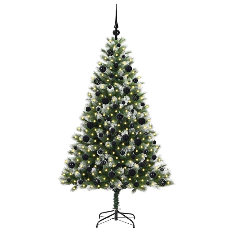 Vidaxl kunstmatige scharnierende kerstboom met bedekte sneeuw warmwit