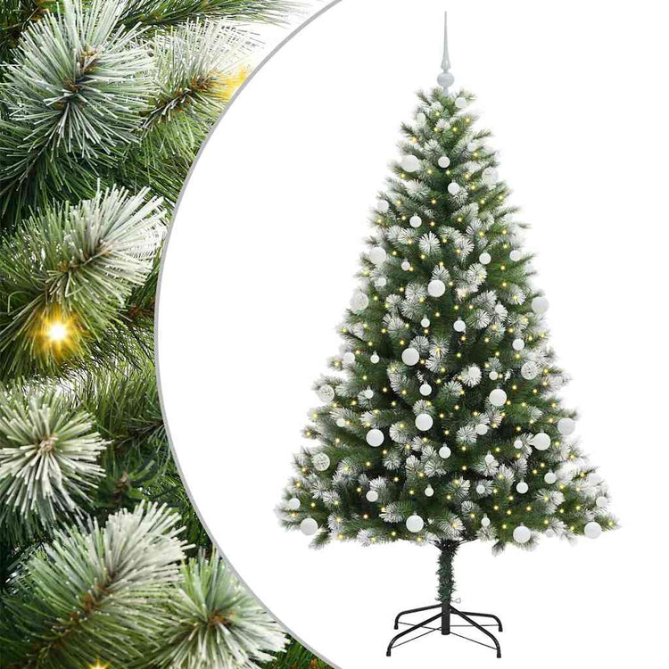 Vidaxl kunstmatige scharnierende kerstboom met bedekte sneeuw warmwit