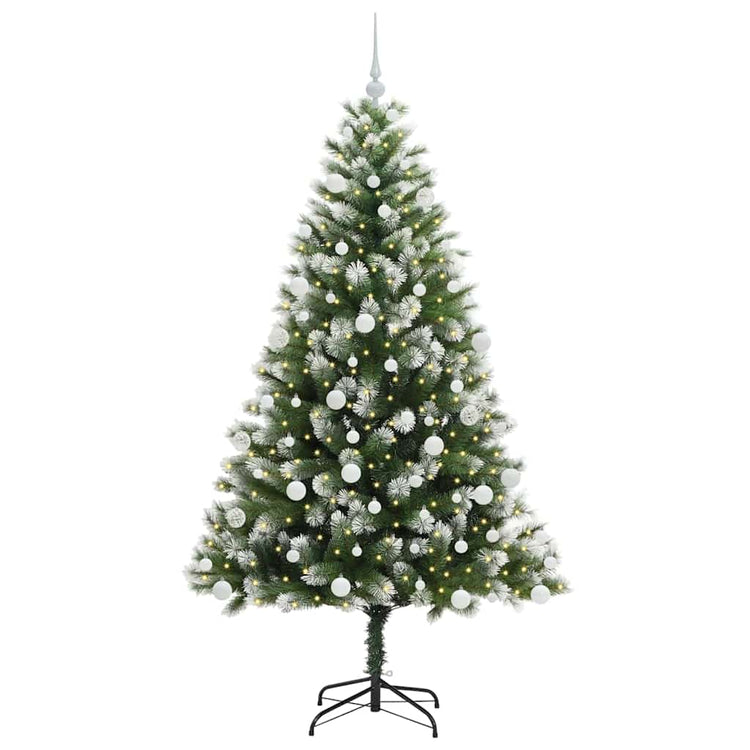 Vidaxl kunstmatige scharnierende kerstboom met bedekte sneeuw warmwit