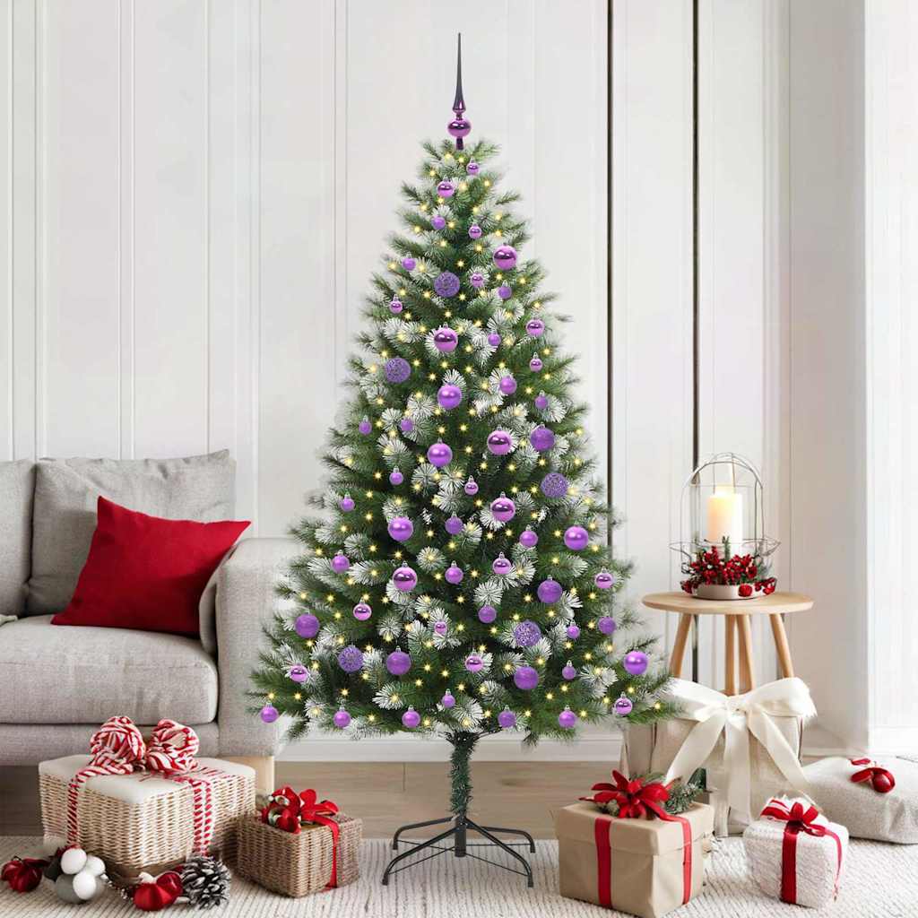 Vidaxl kunstmatige scharnierende kerstboom met bedekte sneeuw warmwit