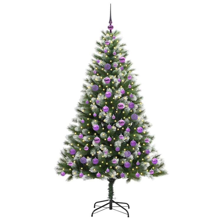 Vidaxl kunstmatige scharnierende kerstboom met bedekte sneeuw warmwit
