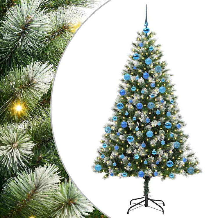 Vidaxl kunstmatige scharnierende kerstboom met bedekte sneeuw warmwit