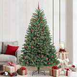 Vidaxl kunstmatige inklapbare kerstboom groen 210 cm pvc en metaal - afbeelding 1