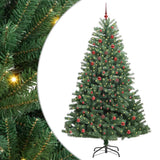 Vidaxl kunstmatige inklapbare kerstboom groen 210 cm pvc en metaal - afbeelding 2