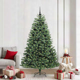 Vidaxl kunstmatige inklapbare kerstboom groen 210 cm pvc en metaal - afbeelding 1