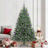 Vidaxl kunstmatige inklapbare kerstboom groen 210 cm pvc en metaal - afbeelding 1