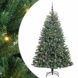 Vidaxl kunstmatige inklapbare kerstboom groen 210 cm pvc en metaal - afbeelding 2