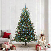 Vidaxl kunstkerstboom groen 210 cm pvc en metaal en plastic - afbeelding 1