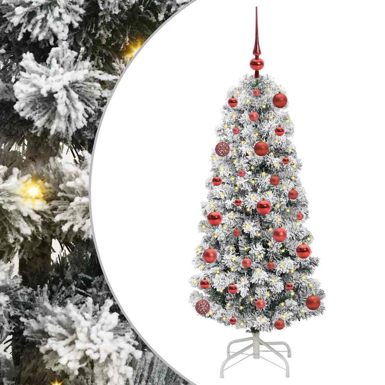 Vidaxl kunstmatige inklapbare kerstboom 150 led's groen en wit 120 cm