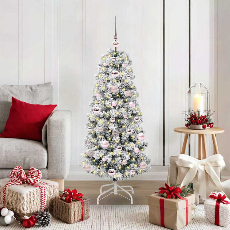 Vidaxl kunstmatige inklapbare kerstboom 150 led's groen en wit 120 cm