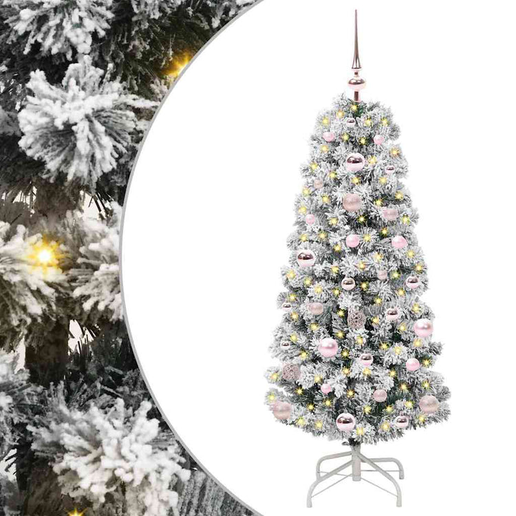 Vidaxl kunstmatige inklapbare kerstboom 150 led's groen en wit 120 cm