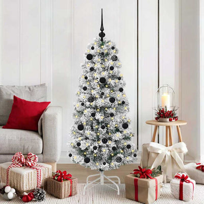 Vidaxl kunstmatige inklapbare kerstboom 150 led's groen en wit 150 cm