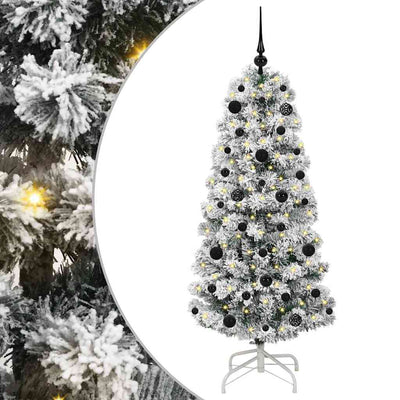 Vidaxl kunstmatige inklapbare kerstboom 150 led's groen en wit 150 cm