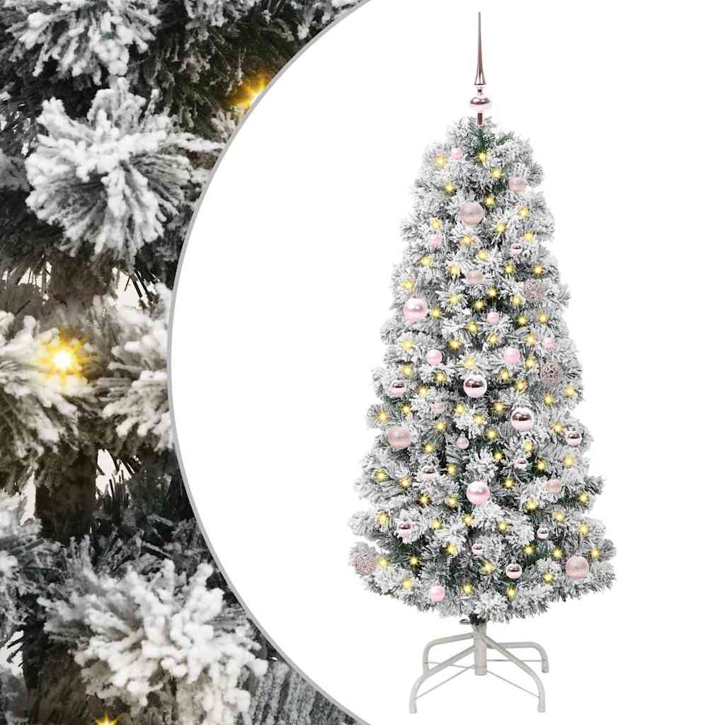Vidaxl kunstmatige inklapbare kerstboom 150 led's groen en wit 150 cm